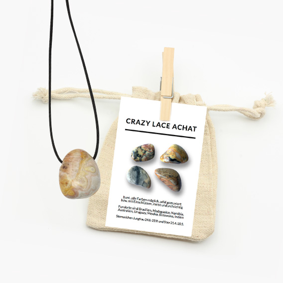 Anhänger Trommelstein gebohrt Crazy Lace Achat – Bild 2