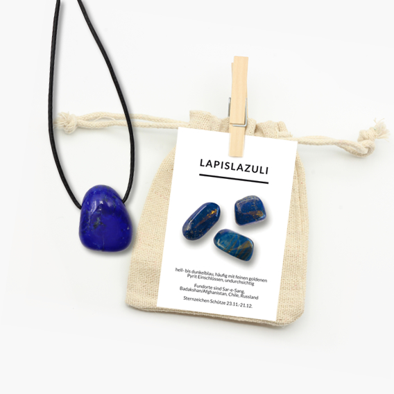 Anhänger Trommelstein gebohrt Lapislazuli A-Qualität – Bild 2