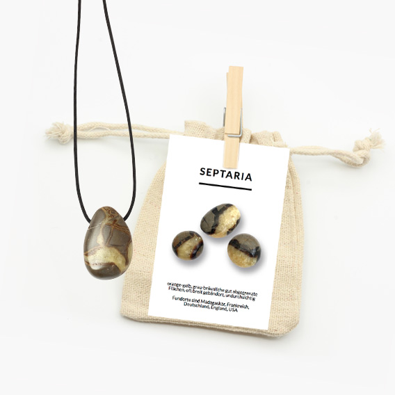 Anhänger Trommelstein gebohrt Septaria – Bild 2