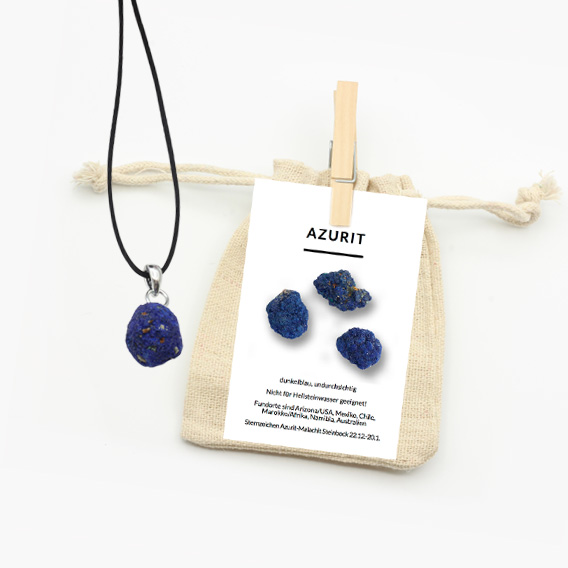 Azurit Trommelstein Anhänger mit Öse – Bild 2