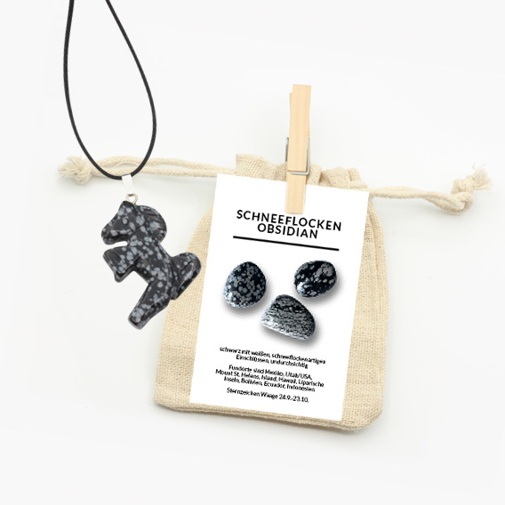 Pferd Anhänger aus Schneeflockenobsidian – Bild 2