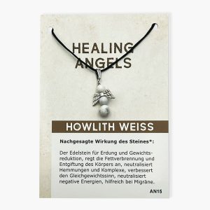 Healing Angels Howlith weiß Glücksengel Anhänger auf großer Karte