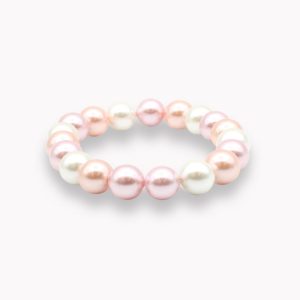 Armband Muschelkern 10mm rosa / weiß für Erwachsene