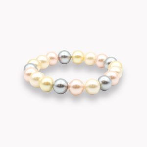 Armband Muschelkern 10mm creme / rosa / grau pastell für Erwachsene