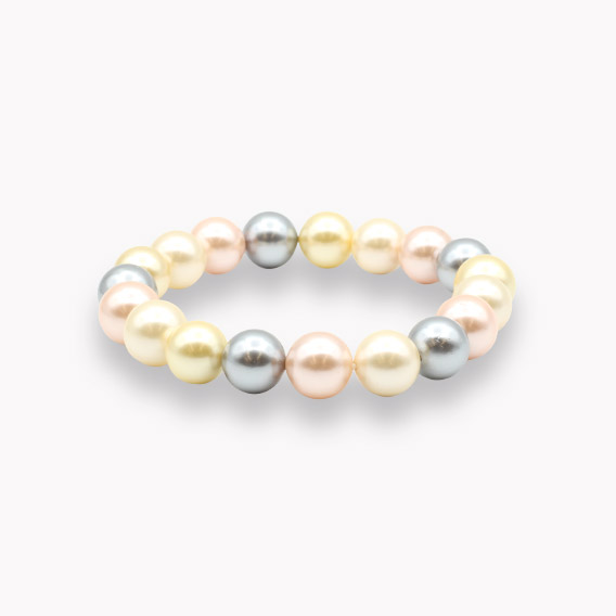Armband Muschelkern 10mm creme / rosa / grau pastell für Erwachsene