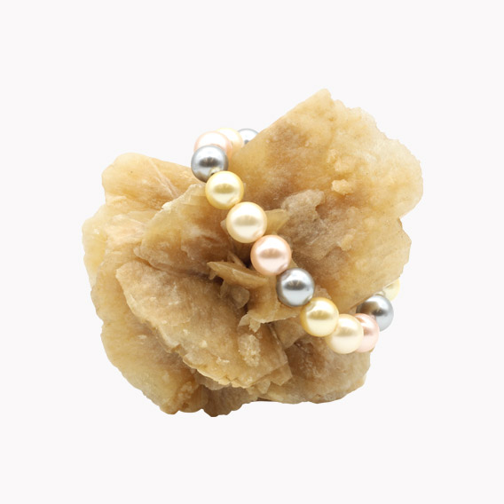 Armband Muschelkern 10mm creme / rosa / grau pastell für Erwachsene – Bild 2