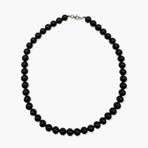 Kugelkette aus Turmalin schwarz mit Verschluss (8mm Kugeln/42cm lang)