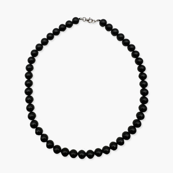 Kugelkette aus Turmalin schwarz mit Verschluss (8mm Kugeln/42cm lang)