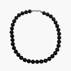 Turmalin schwarz Kette mit Verschluss (10mm Kugeln/42cm lang)