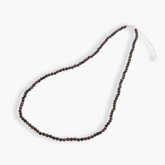 Kugelkette facettiert aus Granat mit Silberverschluss