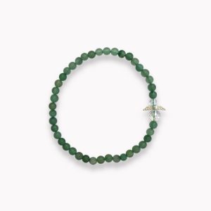 Aventurin grün Kugelarmband mit facettiertem Bergkristall Schutzengel