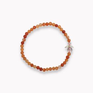 Carneol Kugelarmband mit facettiertem Bergkristall Schutzengel