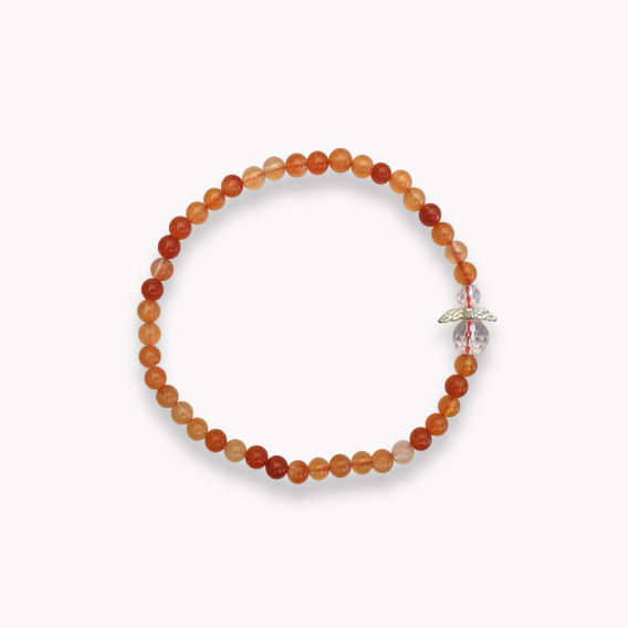 Carneol Kugelarmband mit facettiertem Bergkristall Schutzengel