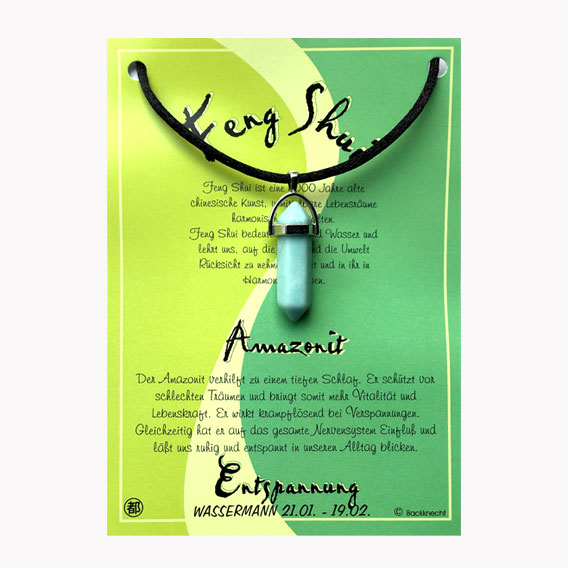 Amazonit Feng Shui Anhänger für den Wassermann auf großer Karte