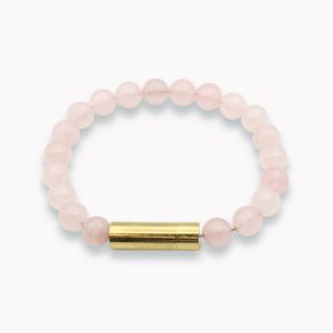 Wunscharmband mit Versteckkapsel für Botschaften aus Rosenquarz