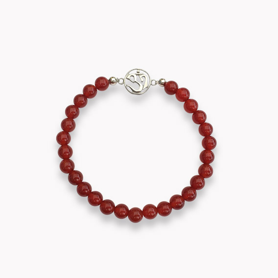 Kugelarmband Roter Achat mit Om Symbol