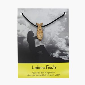 „Lebensfisch“ Landschaftsjaspis Fisch Anhänger gebohrt auf großer Karte