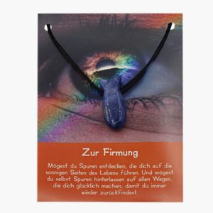 „Zur Firmung“ Sodalith Fisch Anhänger gebohrt auf großer Karte