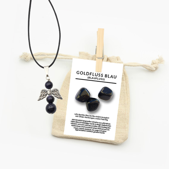 Glücksengel Anhänger aus Goldfluss blau – Bild 2