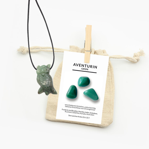 Eule Anhänger aus Aventurin grün – Bild 2