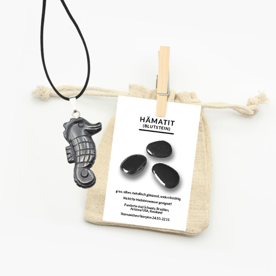 Seepferdchen Anhänger aus Hämatit – Bild 2