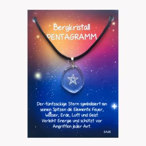 Energie Amulett Pentagramm Anhänger aus Bergkristall auf großer Karte