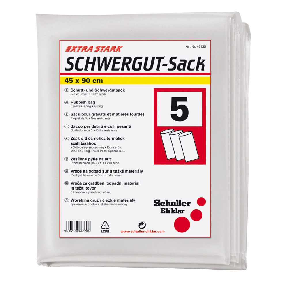 Schuller Sato HD 50 L Schwergütsäcke, transparent-trüb 45 x 90 cm, 5 St.