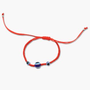 Geknüpftes Armband rot mit Evil Eye Perlen