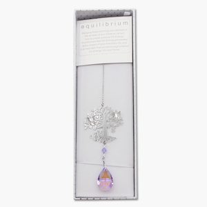 Lebensbaum mit Katze Lichtkristall lila in Geschenkbox (Equilibrium)