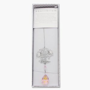 Lebensbaum mit Katze Lichtkristall rosa in Geschenkbox (Equilibrium)