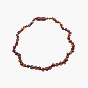 Baby Bernsteinkette dunkel zart mit Sicherheitsverschluss