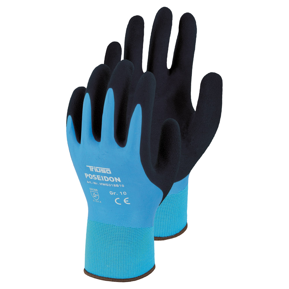 Triuso Handschuhe Poseidon 318 Nylon mit Latex, blau, SB