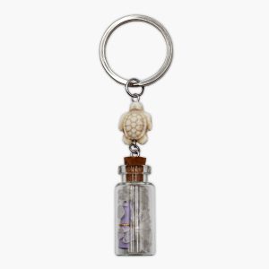 Schlüsselanhänger „Wunschflasche“ mit Bergkristall