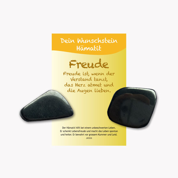 Taschenstein „Freude“ Hämatit auf kleiner Karte – Bild 2