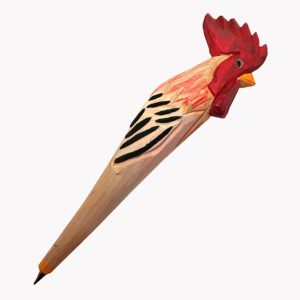 Tierkopfstift Hahn handgeschnitzt und -bemalt