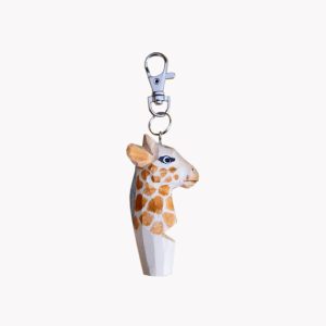 Tierkopfpfeife Giraffe Schlüsselanhänger aus Holz mit Karabiner