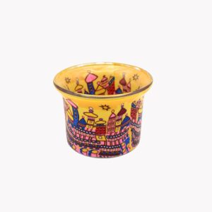 Teelichthalter „Stadt abstrakt“ rot/orange/gelb