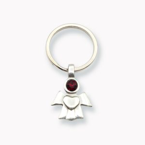 Engel mit Kristall rubinrot Schlüsselanhänger