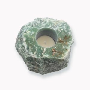 Teelichthalter Rohstein Aventurin grün