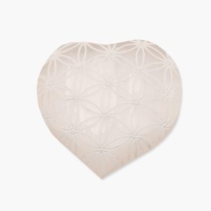 Selenit Herz mit Blume des Lebens Gravur