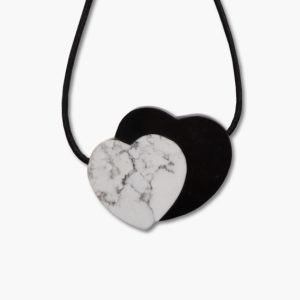 Doppelherzen Anhänger Onyx & Howlith weiß