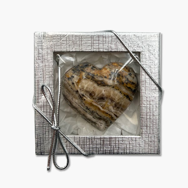 Streifen Aragonit Edelstein Herz in Geschenkbox 89g – Bild 3