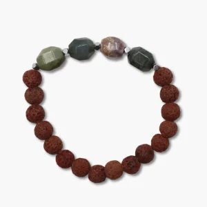 Rudraksha Armband mit Moosachat Perlen