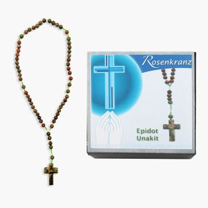 Edelstein Rosenkranz Epidot (Unakit) in Geschenkbox