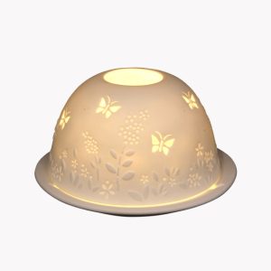 Porzellan Windlicht „Wiese mit Schmetterlingen“