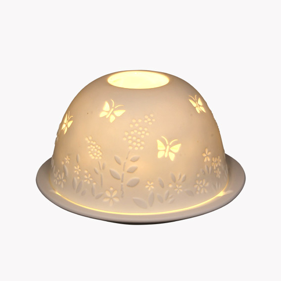 Porzellan Windlicht „Wiese mit Schmetterlingen“