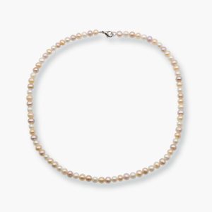 Perlenkette rund rosa/beige mit Verschluss