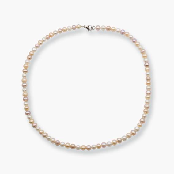 Perlenkette rund rosa/beige mit Verschluss