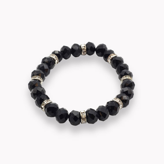 Kristallglas Armband facettiert schwarz – Bild 2