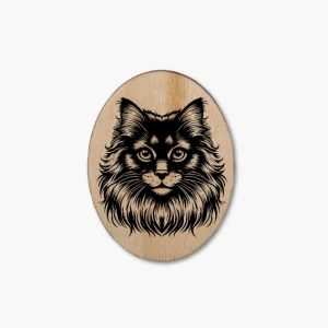 Katzenmagnet aus Holz „Lykoi Langhaar 2“